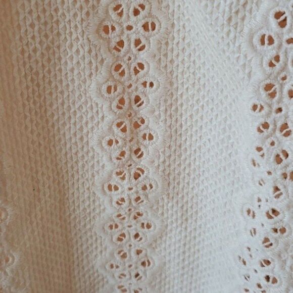 SUGAR LIPS BLUSH PINK PEACH COTTON EYELET RUFFLE TOP SMALL RUFFLE LACE UP GIRLY - Picture 2 of 6